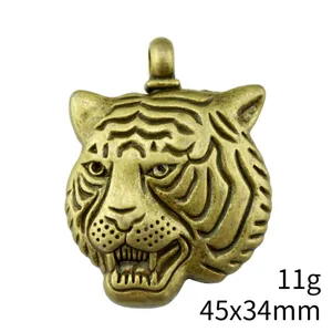 Vintage bronze alloy tiger head pendant diy jewelry making accessories 45x34mm charm