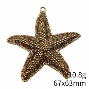 Antiker Bronzener Seestern Anhänger für DIY Schmuckherstellung, Texturierter Stern Charm.