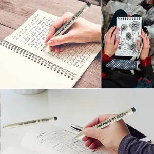 Detail view of black fineliner pen for art drawing, waterproof sketching and architectural design.