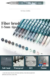Acrylic paint marker pens set, 1-5mm fiber brush tip for DIY art rock painting and ceramic graffiti.