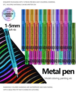 Colorful metallic marker pens set 1-5mm soft nib waterproof paint art craft markers