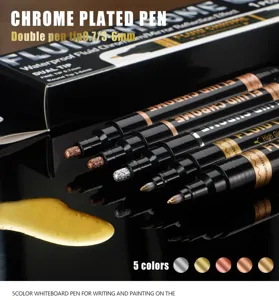 Doppelter chrom marker stifte wasserdichter spiegel metall farbe stifte für gundam modell