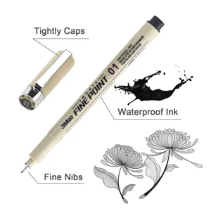 Black fineliner pen waterproof micro-pen drawing sketch illustration graphic pen fine line.