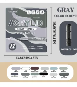 Acrylic paint marker set 12 colors, water-based DIY art pens for rock, glass, ceramic.