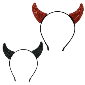Halloween Στέκα Μαλλιών Κέρατα Διάβολου με Λαμπερά Στρας για Πάρτι Cosplay Accessory