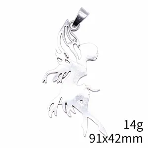 Pendentif fée danseuse argent antique, détail accessoire bijoux DIY, 91x42mm, poids 14g