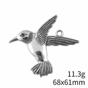 Vintage Legierung Kolibri Anhänger Charm DIY Mode Schmuck Zubehör 68x61mm 11.3g