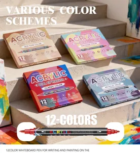 Set di pennarelli acrilici a doppia punta 12 colori per disegno artistico graffiti pittura