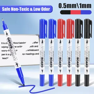 Detaillierte Ansicht bunter, abwischbarer Doppelspitzen-Whiteboard-Marker für Büro und Schule.