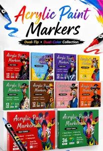 Set de rotuladores de pintura acrílica de doble punta con colores para dibujo de arte.