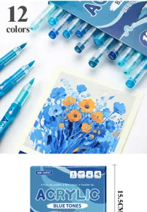 Acrylic marker pens set 12 colors water-based brush tip art supplies for DIY painting