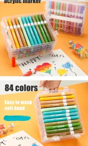 Set de 84 Rotuladores Acrilicos Punta Pincel Lavable para Dibujo Pintura Arte Infantil