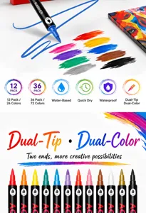 Set de rotuladores acrílicos de doble punta con colores vibrantes, secado rápido para arte.