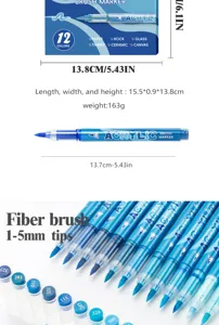 12-color acrylic brush marker set with 1-5mm fiber tips for DIY art drawing and painting.