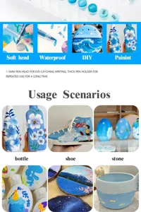 Acrylic paint marker pens soft head 1-5mm DIY art craft waterproof drawing for kids.