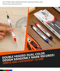Dual head long nib marker pen for deep hole woodworking and precise tile marking tools.