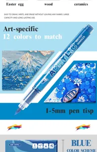Acrylic marker pens 12 colors brush tip for rock painting wood ceramic art drawing crafts supplies