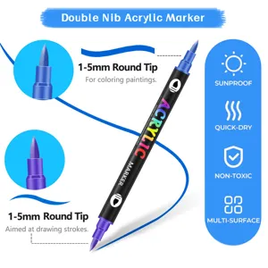 Rotulador Acrilico Doble Punta 1-5mm Punta Redonda Secado Rapido No Toxico Multi-Superficies Art