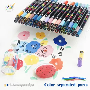 Double-headed acrylic marker pens set for kids drawing, DIY rock glass painting art supplies