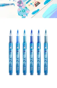 Acrylic paint markers pens set, direct liquid soft brush tip for drawing art DIY.