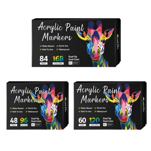 Dual tip acrylic paint markers set, waterproof coloring pens for kids, art drawing and glass graffiti.