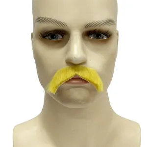 Halloween yellow fake mustache self adhesive elf facial hair costume party prop decor