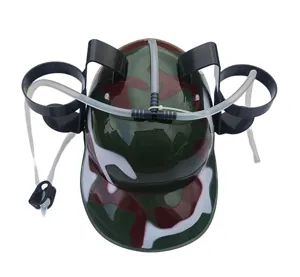 Neuheit Bierhelm mit Doppelbecherhalter und Strohhalm für Outdoor Party und Festival Spaß.