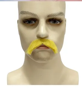 Yellow fake mustache adhesive costume facial hair for Halloween party cosplay props