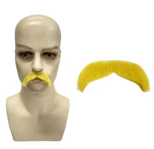 Yellow fake mustache for Halloween party costume prop self adhesive handlebar mustache.