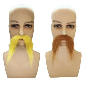 Finta baffi di Halloween accessorio per feste divertente peli viso costume giallo marrone