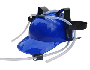 Neuheit blauer Trinkhelm mit Strohhalm und Becherhalter für Outdoor Party und Festival.