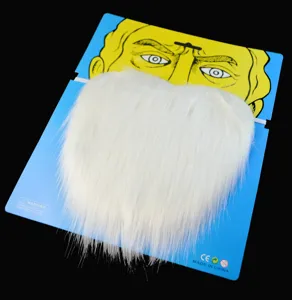 White fake beard costume accessory for Halloween party dress up and cosplay events easily.