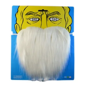 Halloween white long fake beard costume accessory with character display card for party