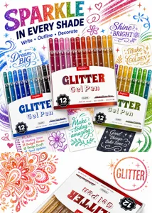 Glitter gel pens set 12 colors metallic marker pens for art drawing DIY journaling scrapbooking
