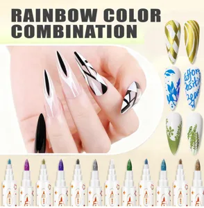 Nail art graffiti pens DIY acrylic marker set for professional manicure and creative nail painting.