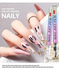 Nagelkunst Malstift Detailansicht mit feiner Linienzeichnung und Acryl Graffiti Design.