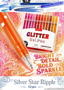 Foxfeel 12-color glitter gel pen set for art painting, greeting cards, and DIY sketching.