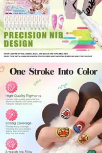 Detail showcase of nail art pen set with dual tips for precise DIY nail painting and graffiti.