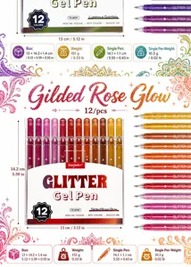 12 Colors Glitter Gel Pen Set High Ink Volume Smooth Writing Art Drawing DIY Pens