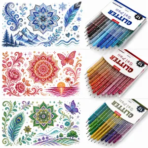 Colorful Glitter Gel Pens Set Shimmering Ink Neutral Pens For Art Drawing And DIY Greeting Card Writing