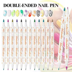 Dual Ended Nail Art Pens Acrylic Paint Markers Set Waterproof Fine Tip Brush Pens For DIY Nail Painting Drawing Design