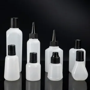 Wiederbefüllbare PE Kunststoff transparente Marker Tintenflaschen Set mit schwarzen Kappen
