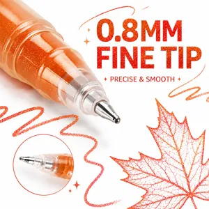 0.8mm glitter gel pen fine tip orange ink drawing calligraphy stationery art supply main view
