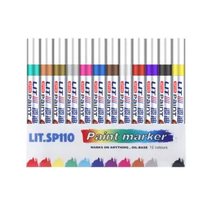 12 Colors Oil-Based Paint Marker Set Waterproof Quick-Drying Metallic Paint Pen