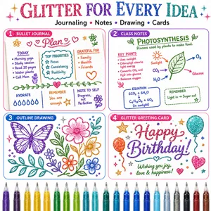 Glitter gel pens set for art painting journaling card making DIY colorful outline pens