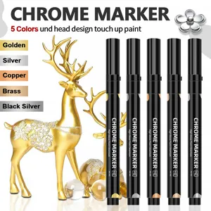 Hochglanz Chrom Marker Set fuer Modellieren und Ausbessern mit fuenf tollen Metallic Farben.