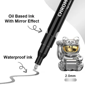 Chrom Lackstift 2.0mm auf Oelbasis wasserdicht Spiegeleffekt Stift fuer Modellmalerei und DIY