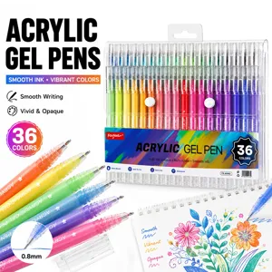 36 Colors Acrylic Gel Pens Set, Vibrant Coloring and Smooth Writing Markers for Journaling.