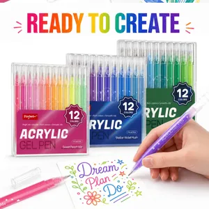 Foxfeel 12 Colors Acrylic Gel Pen Set Smooth Writing Student Graffiti Hand Account Art Pen