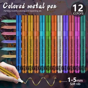 Metallic Acrylic Marker Pens Soft Nib Marker Pen Set For Rock Painting Canvas DIY Art Craft Supplies